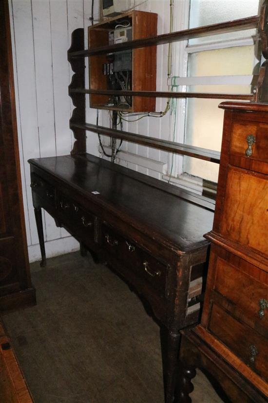 Mid 18th century oak dresser, with rack over(-)
